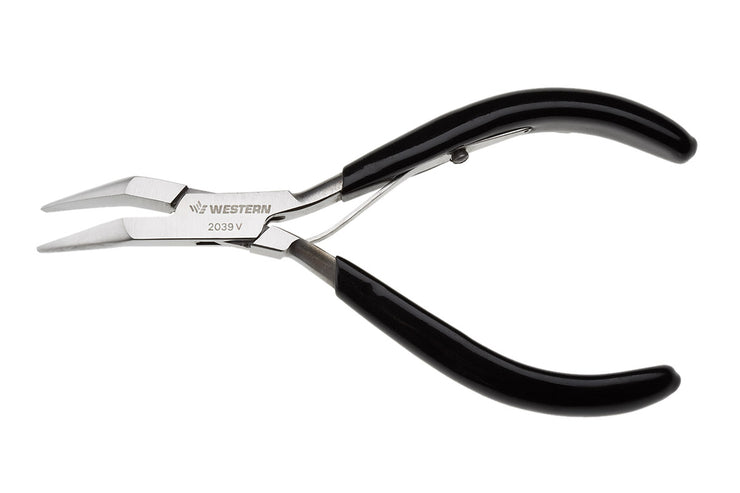 Curved Tip Long Nose Chain Plier – Premium Model #2039V, Black Vinyl Handle