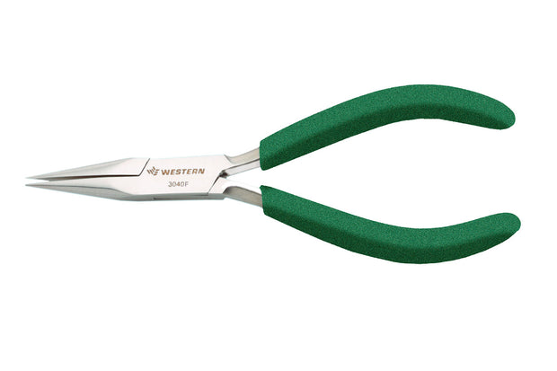 Straight Long Nose Chain Plier – Budgetool Model #3040F, Green Foam Handle