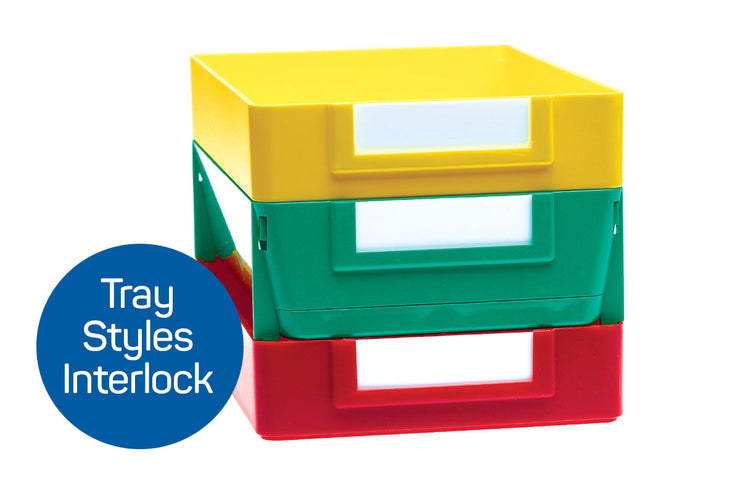 Click 'n Stack Extra Deep Job Trays interlocking with Plastic Stackable Shop Trays